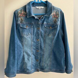 Tantrums Floral Embroidered Jean Jacket